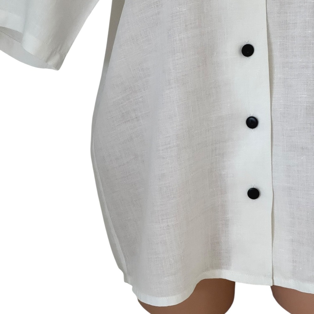 Jaeger White 100%‎ Linen Short Sleeve Button Down Shirt VTG Size 32 inch / 81 cm - Picture 4 of 10